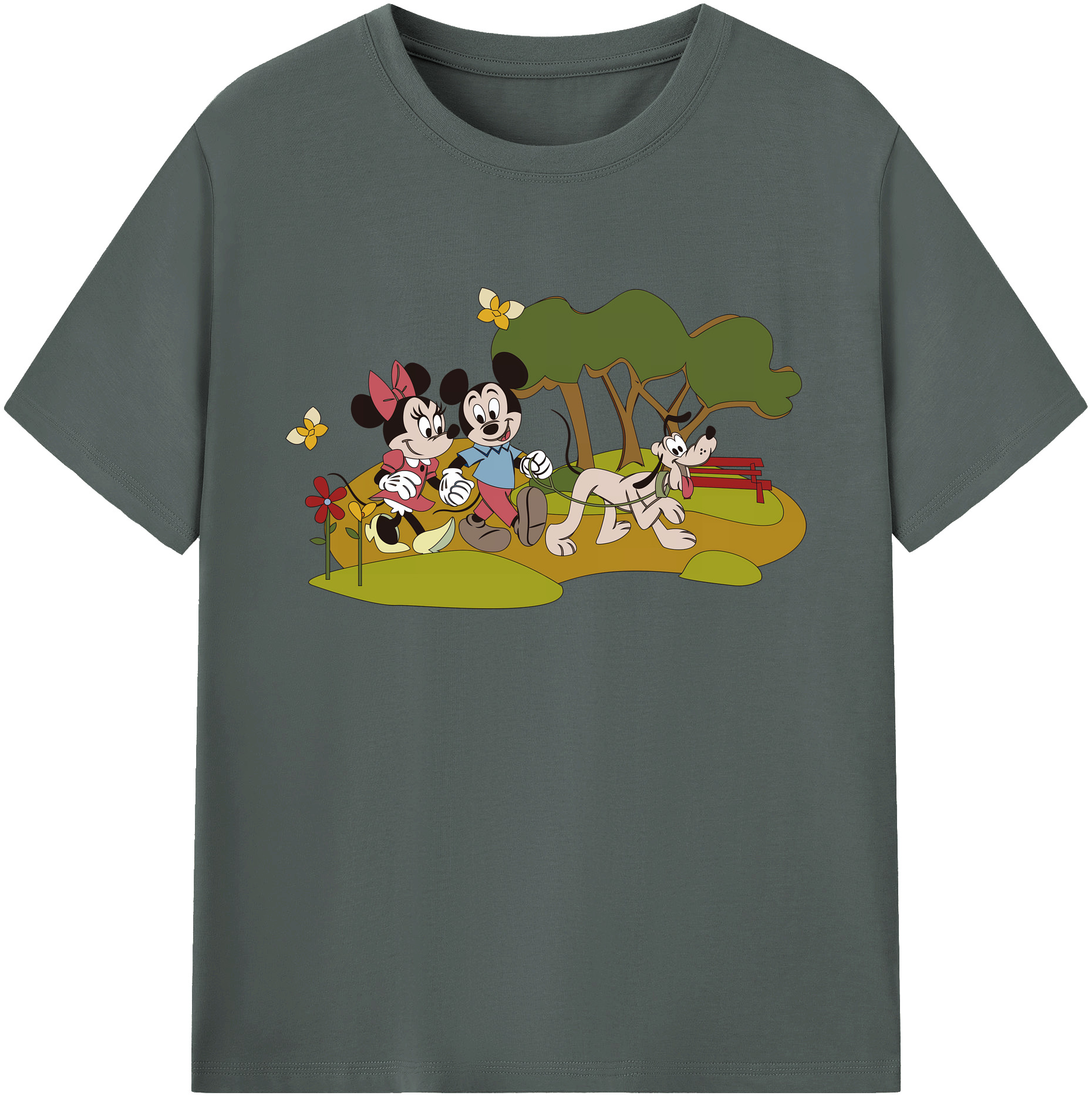 ミッキーマウス Mickey Mouse 綿100％ メンズ半袖Tシャツ｜肌触りやわらか＆通気性